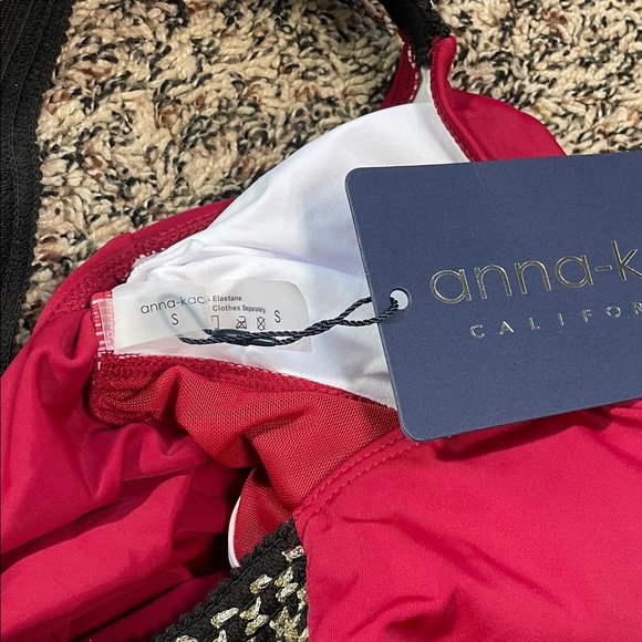 🆕 AK Burgundy Mesh Tummy Control One-Piece Crochet Swimsuit Sz Small | NWT - Picture 8 of 9